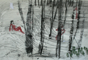 Blick zurück, 2008, 36cm x 50cm, mixed media, Papier