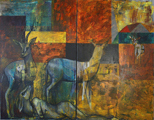 zu Gast, 2015, 240cm x 180cm, Acryl auf Leinwand